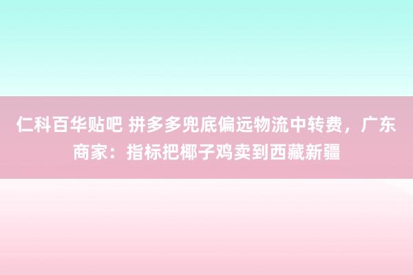 仁科百华贴吧 拼多多兜底偏远物流中转费，广东商家：指标把椰子鸡卖到西藏新疆