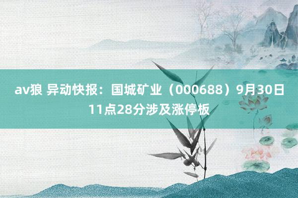 av狼 异动快报：国城矿业（000688）9月30日11点28分涉及涨停板