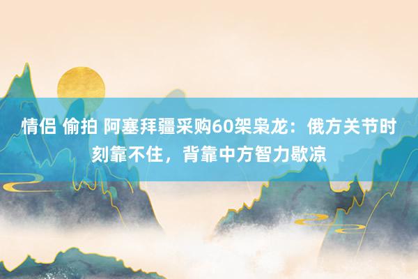 情侣 偷拍 阿塞拜疆采购60架枭龙：俄方关节时刻靠不住，背靠中方智力歇凉