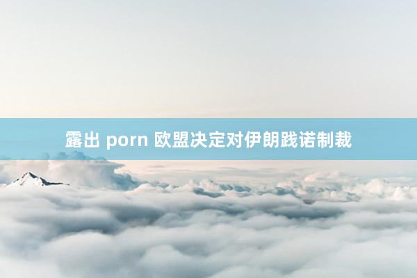 露出 porn 欧盟决定对伊朗践诺制裁