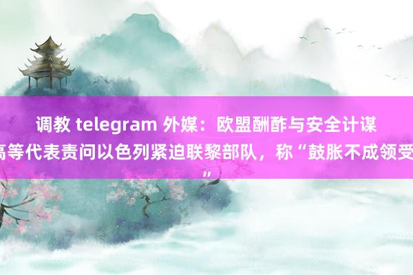 调教 telegram 外媒：欧盟酬酢与安全计谋高等代表责问以色列紧迫联黎部队，称“鼓胀不成领受”