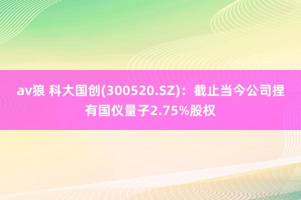 av狼 科大国创(300520.SZ)：截止当今公司捏有国仪量子2.75%股权