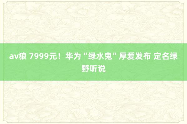 av狼 7999元！华为“绿水鬼”厚爱发布 定名绿野听说