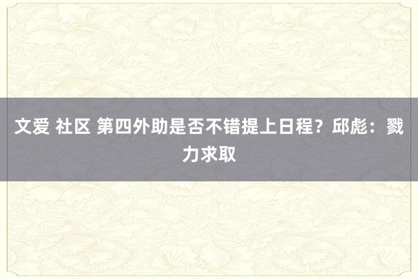 文爱 社区 第四外助是否不错提上日程？邱彪：戮力求取