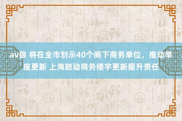 av狼 将在全市划示40个阁下商务单位，推动举座更新 上海鼓动商务楼宇更新擢升责任