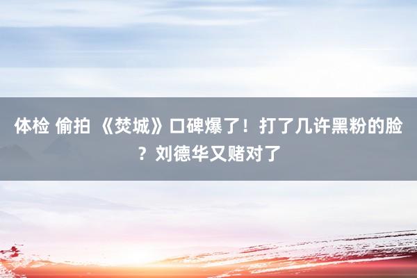 体检 偷拍 《焚城》口碑爆了！打了几许黑粉的脸？刘德华又赌对了