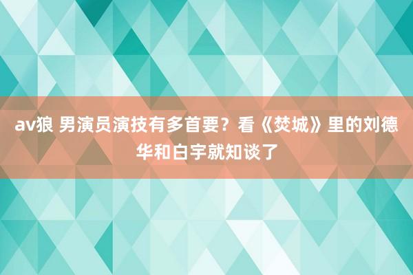 av狼 男演员演技有多首要？看《焚城》里的刘德华和白宇就知谈了