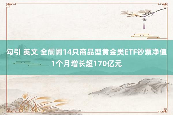 勾引 英文 全阛阓14只商品型黄金类ETF钞票净值1个月增长超170亿元