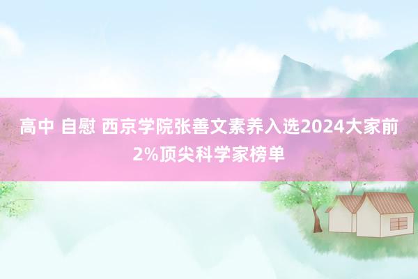 高中 自慰 西京学院张善文素养入选2024大家前2%顶尖科学家榜单