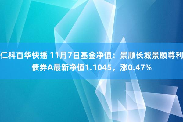 仁科百华快播 11月7日基金净值：景顺长城景颐尊利债券A最新净值1.1045，涨0.47%