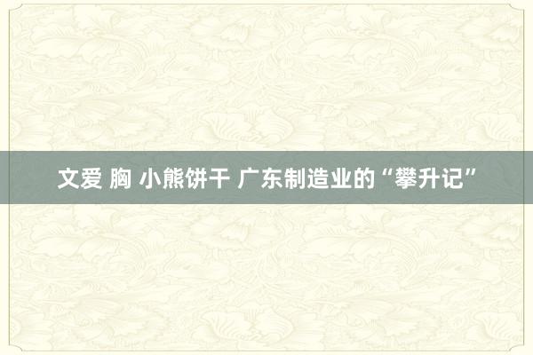 文爱 胸 小熊饼干 广东制造业的“攀升记”