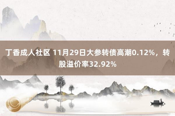 丁香成人社区 11月29日大参转债高潮0.12%，转股溢价率32.92%