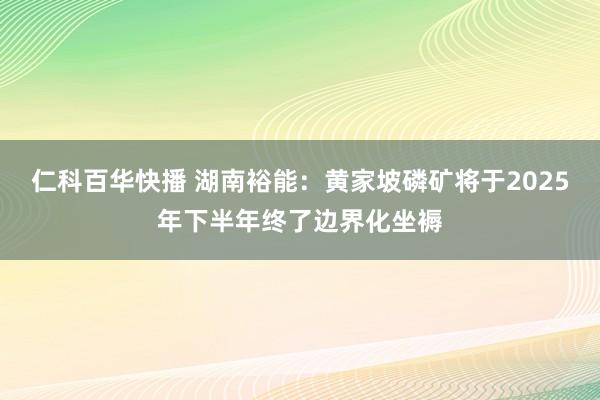 仁科百华快播 湖南裕能：黄家坡磷矿将于2025年下半年终了边界化坐褥