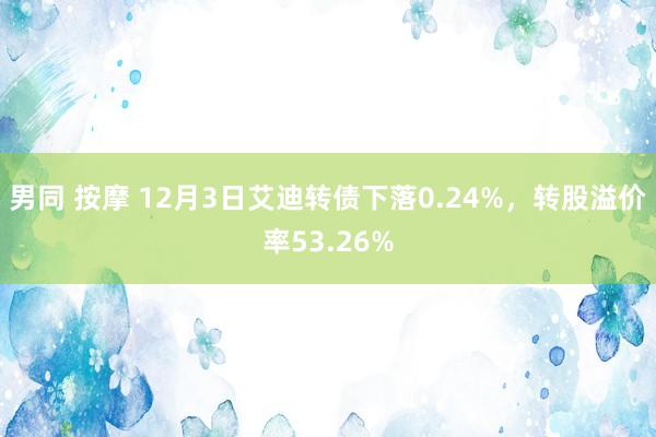 男同 按摩 12月3日艾迪转债下落0.24%，转股溢价率53.26%