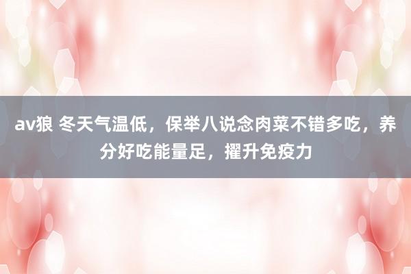 av狼 冬天气温低，保举八说念肉菜不错多吃，养分好吃能量足，擢升免疫力