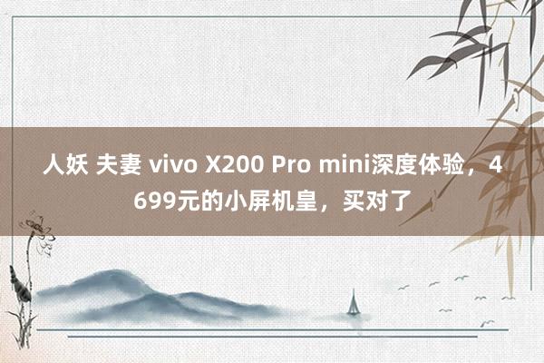 人妖 夫妻 vivo X200 Pro mini深度体验，4699元的小屏机皇，买对了