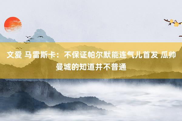 文爱 马雷斯卡：不保证帕尔默能连气儿首发 瓜帅曼城的知道并不普通