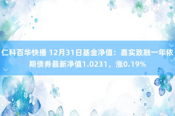 仁科百华快播 12月31日基金净值：嘉实致融一年依期债券最新净值1.0231，涨0.19%