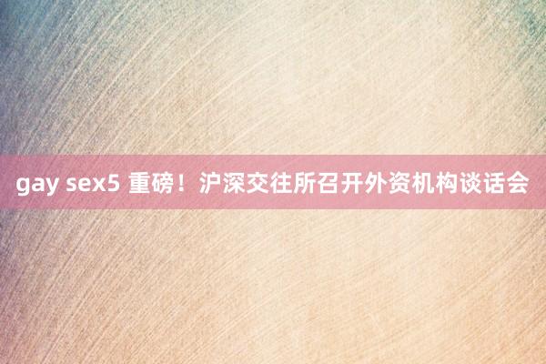 gay sex5 重磅！沪深交往所召开外资机构谈话会