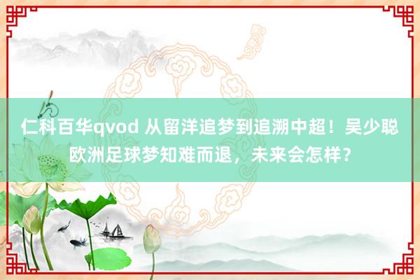 仁科百华qvod 从留洋追梦到追溯中超！吴少聪欧洲足球梦知难而退，未来会怎样？