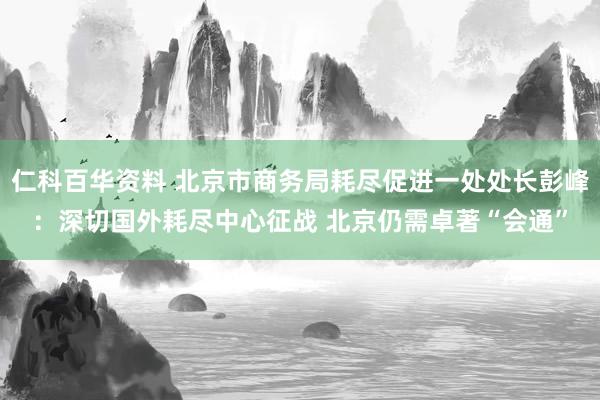 仁科百华资料 北京市商务局耗尽促进一处处长彭峰：深切国外耗尽中心征战 北京仍需卓著“会通”